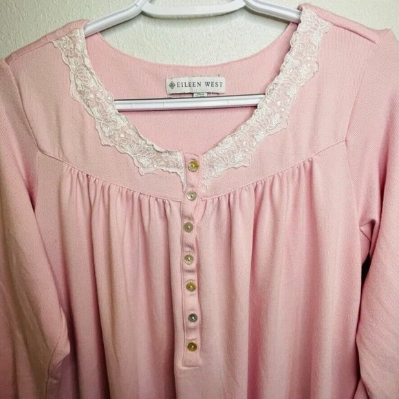 Eileen West Vintage Light Pink Lace Collar Soft Comfortable Nightgown Size PS - Picture 2 of 7